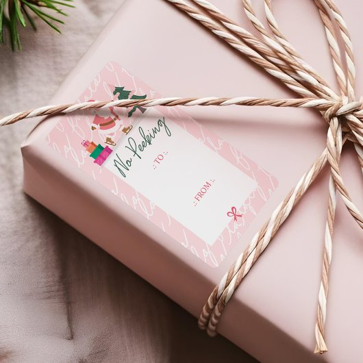 Geen Peking Roze Kerst Santa Schaatsen Fa La Etiket