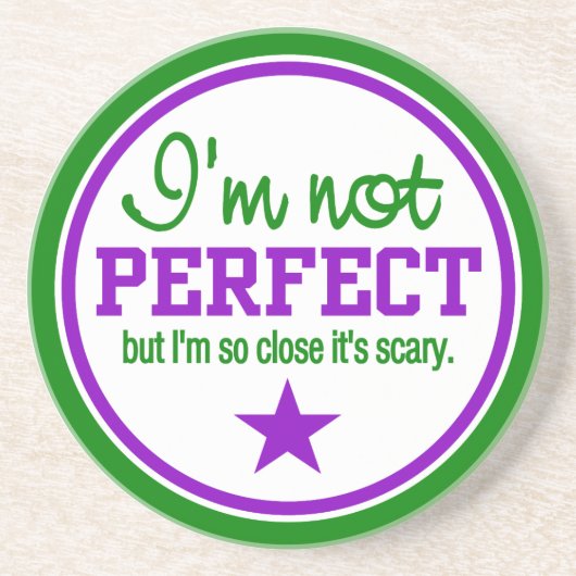 GEEN PERFECT onderzetter - groen / paars (Voorkant)