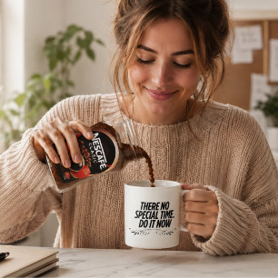Geen perfecte tijd – Motiverende typografie quote Koffiemok