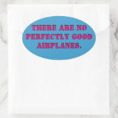 Geen perfecte vliegtuigticker ovale sticker (Tas)