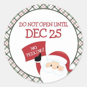 Geen pieken openen tot 25 dec. Kerstmis Ronde Sticker
