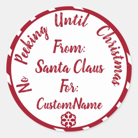 Geen pieken tot kerstcadeau ronde sticker (Voorkant)