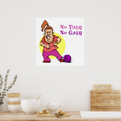geen pijn , geen aanwinst grappig bowlingontwerp poster (Keuken)