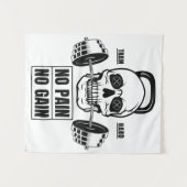 Geen pijn Geen pijn Barbell en schedel Wandkleed (Voorkant (horizontaal))