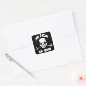 Geen pijn Geen pijn - schedel en barbel - Motivati Vierkante Sticker (Envelop)
