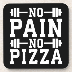 Geen pijn, geen pizza - Carbs - Grappige Workout n Bier Onderzetter