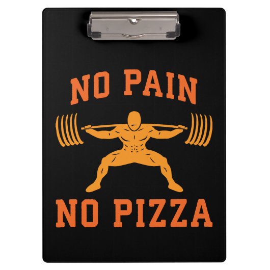 Geen pijn, geen pizza - Carbs - Grappige Workout n Klembord (Voorkant)
