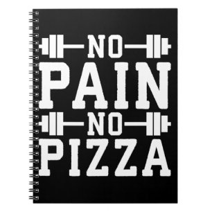 Geen pijn, geen pizza - Carbs - Grappige Workout n Notitieboek