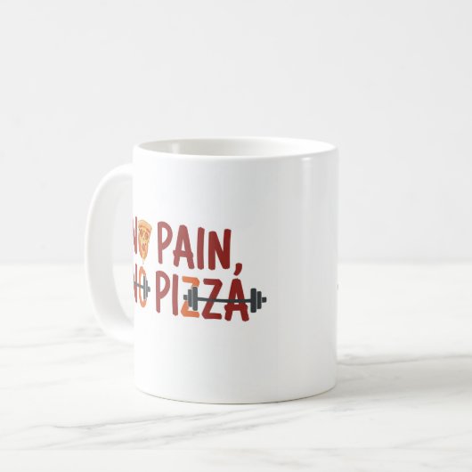 Geen pijn, geen pizza Mok - Funny Fitness Design (Voorkant links)