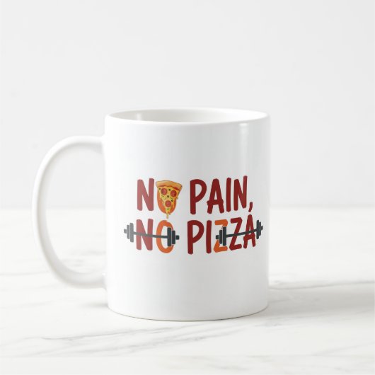 Geen pijn, geen pizza Mok - Funny Fitness Design (Links)