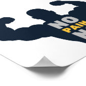 Geen pijn Geen windenergie Bodybuilder Gym Motivat Poster (Hoek)