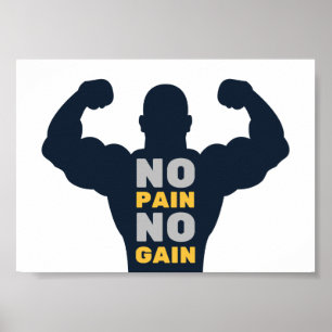 Geen pijn Geen windenergie Bodybuilder Gym Motivat Poster