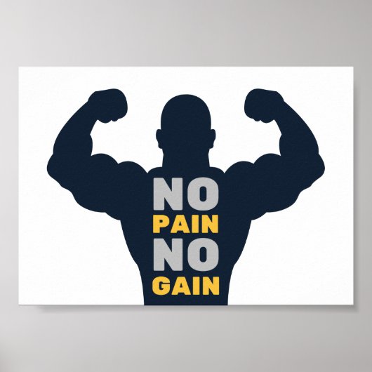 Geen pijn Geen windenergie Bodybuilder Gym Motivat Poster (Voorkant)