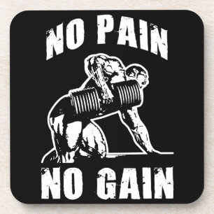 GEEN PIJN, GEEN WINST. Bodybuilding Workout Motiva Drankjes Onderzetter