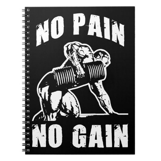 GEEN PIJN, GEEN WINST. Bodybuilding Workout Motiva Notitieboek (Voorkant)