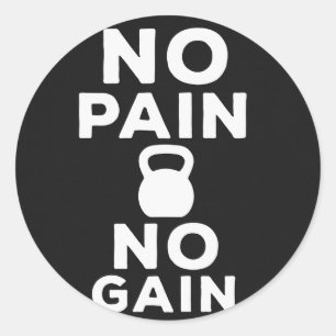Geen pijn Geen winst - Fitness Motivatie Ronde Sticker