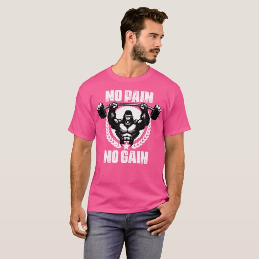 Geen pijn Geen winst Gewichtheffen Workouts Gym Qu T-shirt (Voorkant volledig)