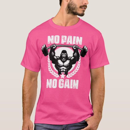 Geen pijn Geen winst Gewichtheffen Workouts Gym Qu T-shirt (Voorkant)