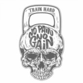 Geen pijn Geen winst schedel Sticker (Voorkant)