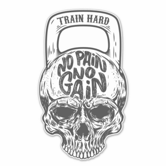 Geen pijn Geen winst schedel Sticker (Voorkant)