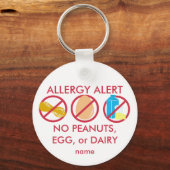 Geen pinda's Eieren of Melkzuur Alert Sleutelhange Sleutelhanger (Voorkant)