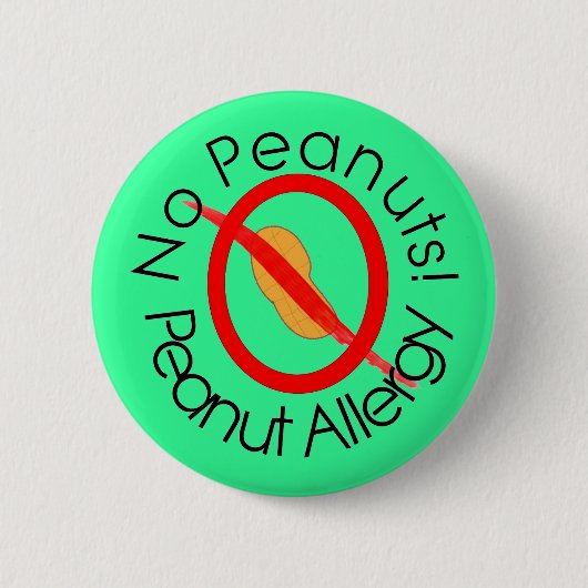 Geen pinda's. Peanut Allergy Pin Green Ronde Button 5,7 Cm (Voorkant)