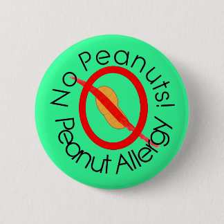 Geen pinda's. Peanut Allergy Pin Green Ronde Button 5,7 Cm