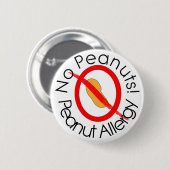 Geen pinda's. Pinda Allergy Pin White Ronde Button 5,7 Cm (Voorkant /achterkant)