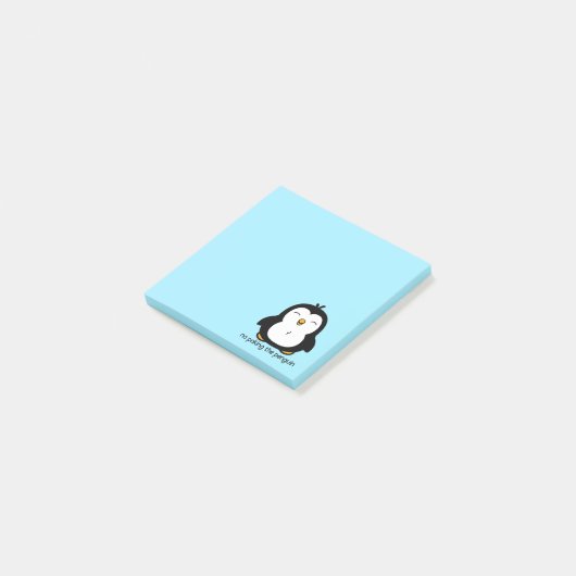 Geen pinguïn | Blauw Post-it® Notes (Schuin)