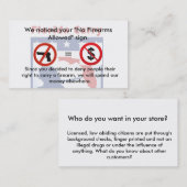 Geen pistolen, geen geld! visitekaartje (Voorkant / Achterkant)