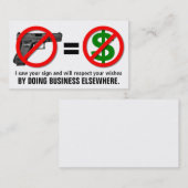 "Geen Pistolen, geen geld"  Visitekaartje (Voorkant / Achterkant)