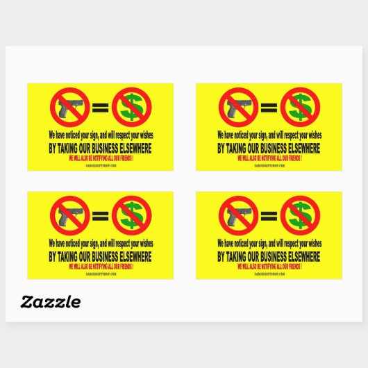 GEEN PISTOLEN, GEEN MAAN RECHTHOEKIGE STICKER (Vel)