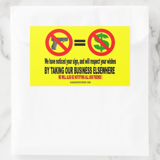 GEEN PISTOLEN, GEEN MAAN RECHTHOEKIGE STICKER (Tas)