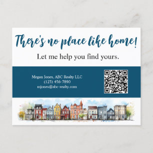Geen Plaats Als Thuis Vastgoed Blauwe Marketing Briefkaart