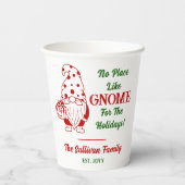 Geen plaats zoals Gnome Kerstmis Familienaam Datum Papieren Bekers (Achterkant)