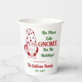 Geen plaats zoals Gnome Kerstmis Familienaam Datum Papieren Bekers (Voorkant)