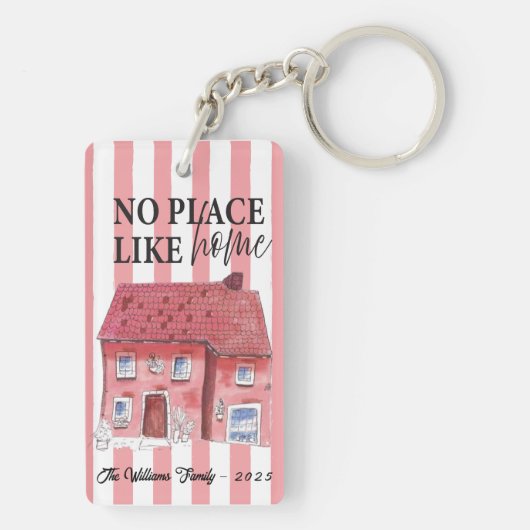 Geen plaats zoals Home Wonky House Acryl Sleutelha Sleutelhanger (achterkant)