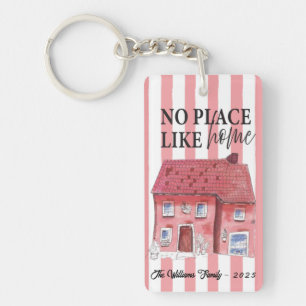 Geen plaats zoals Home Wonky House Acryl Sleutelha Sleutelhanger