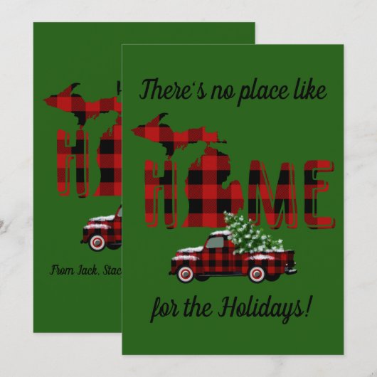 Geen plaats zoals thuis | Michigan Buffalo Play Feestdagenkaart (Voorkant / Achterkant)