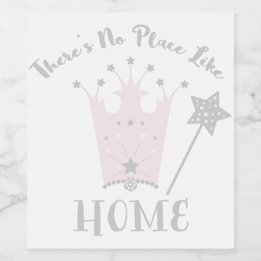 Geen plaats zoals thuis wijn etiket (Enkel label)