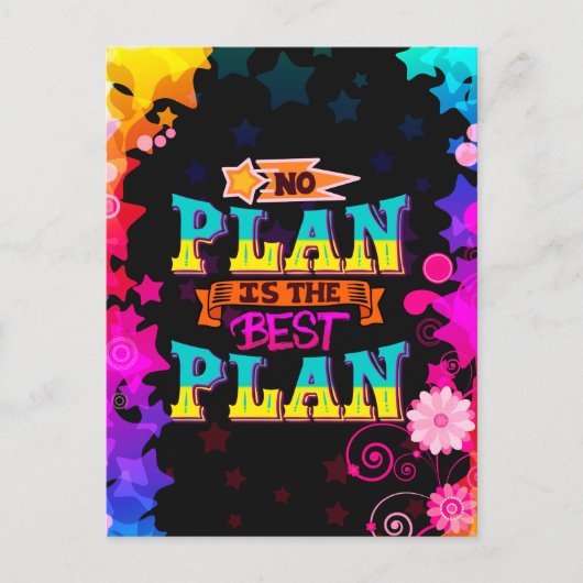 Geen plan is het beste plan | kleurrijke sterren briefkaart (Voorkant)