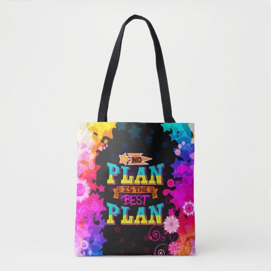 Geen plan is het beste plan | kleurrijke sterren tote bag (Voorkant)