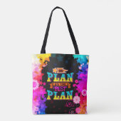 Geen plan is het beste plan | kleurrijke sterren tote bag (Achterkant)
