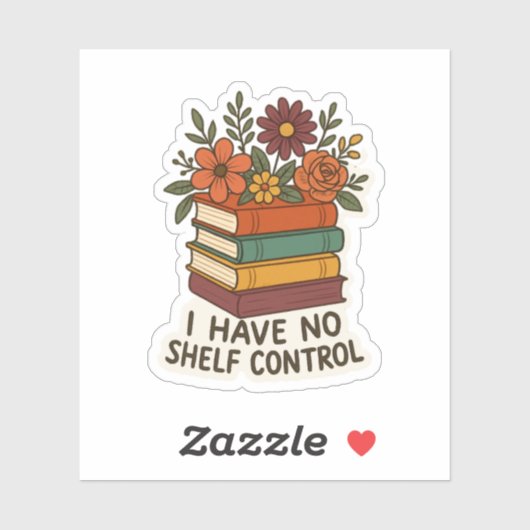 Geen plankcontrole, bloemenboekenstapel sticker (Vel)