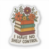 Geen plankcontrole, bloemenboekenstapel sticker (Voorkant)