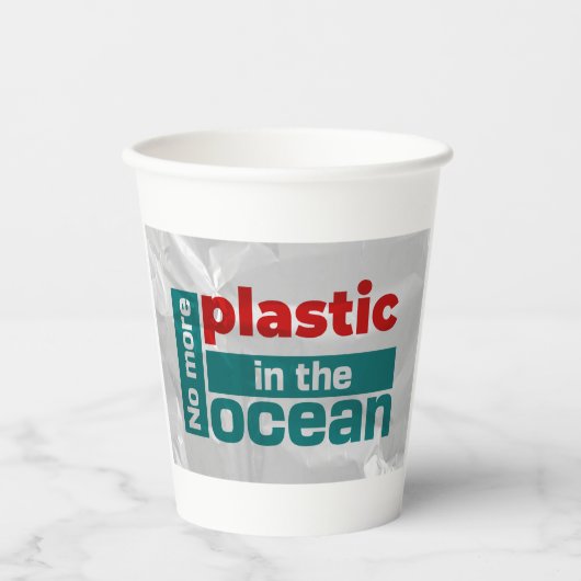Geen plastic meer in de oceaan | Zeeverontreinigin Papieren Bekers (Voorkant)