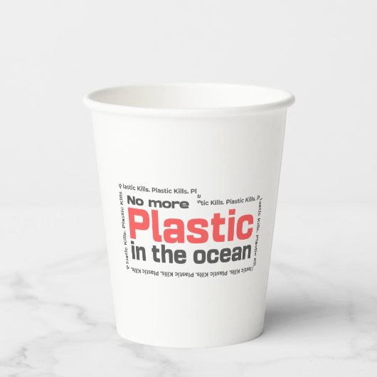 Geen plastic meer in de oceaan | Zeeverontreinigin Papieren Bekers (Achterkant)