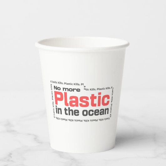 Geen plastic meer in de oceaan | Zeeverontreinigin Papieren Bekers (Voorkant)