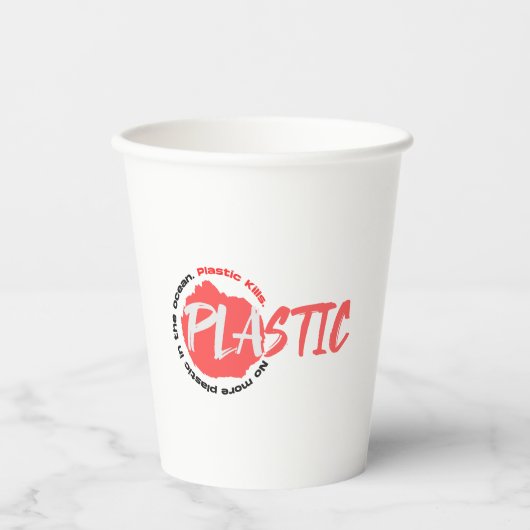 Geen plastic meer in de oceaan | Zeeverontreinigin Papieren Bekers (Voorkant)