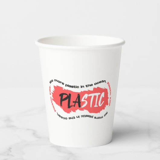 Geen plastic meer in de oceaan | Zeeverontreinigin Papieren Bekers (Achterkant)